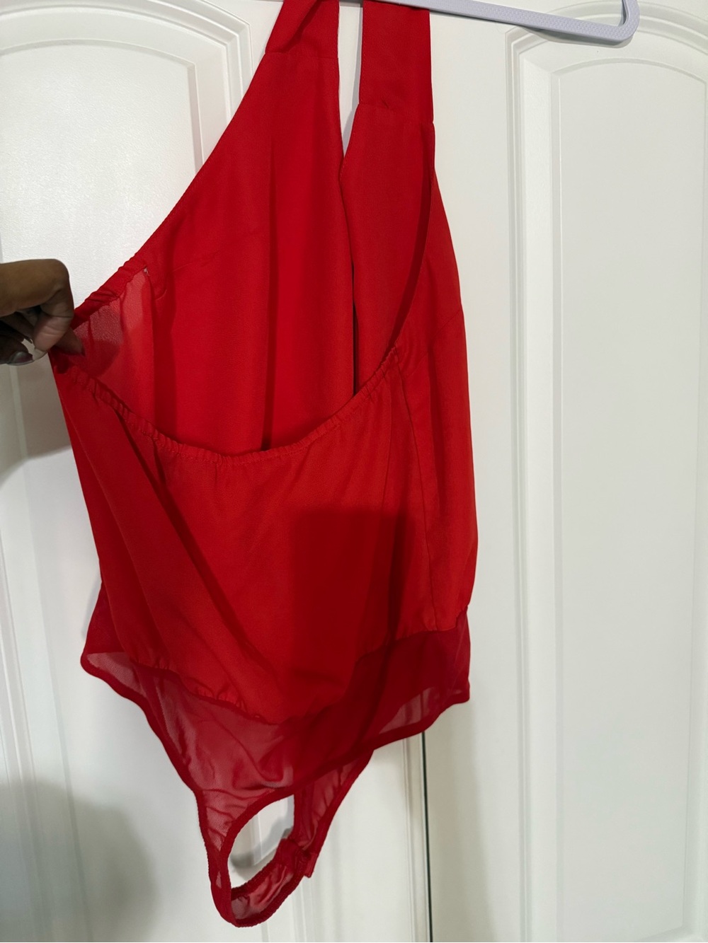 Lulu's Red Sheer Halter Bodysuit